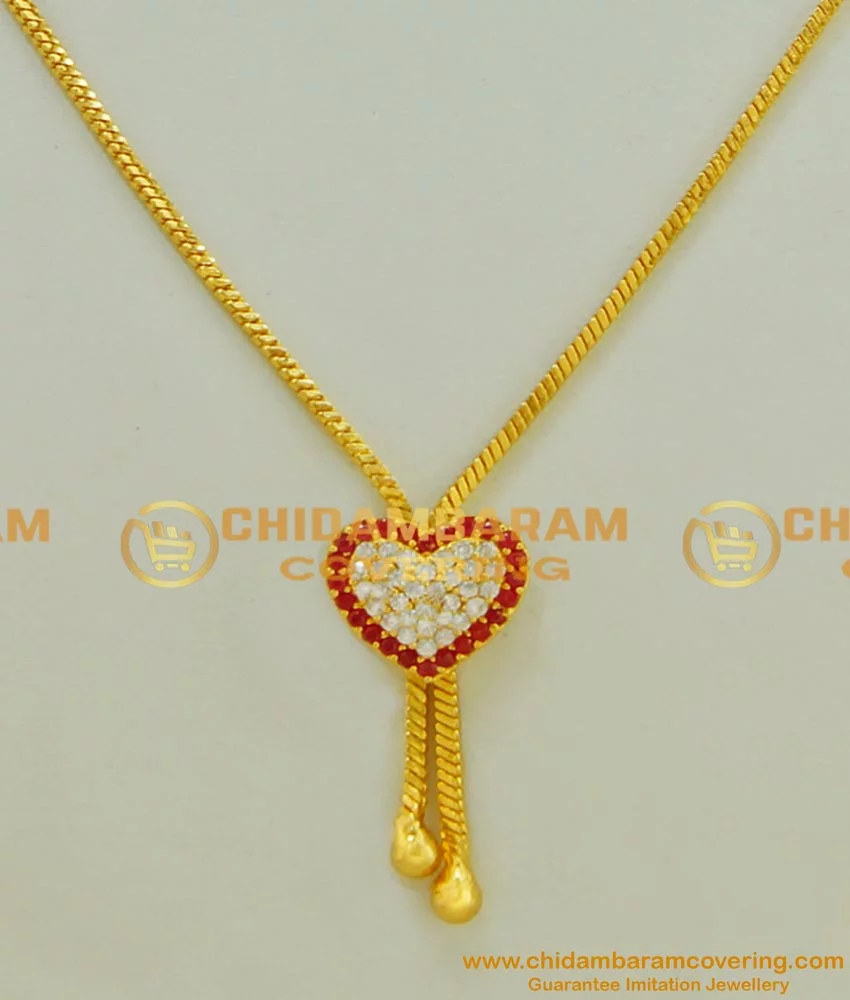 SCHN400 - Unique One Gram Gold Short Chain with Love Symbol Love Pendant  for Wife