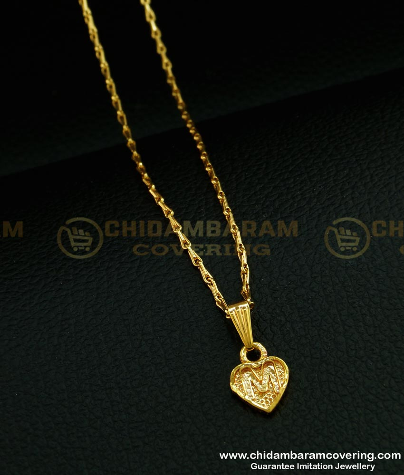 SCHN292 - One Gram Gold Short Chain With ‘M’ Letter Pendant Buy Online