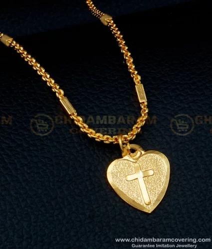 SCHN400 - Unique One Gram Gold Short Chain with Love Symbol Love Pendant  for Wife