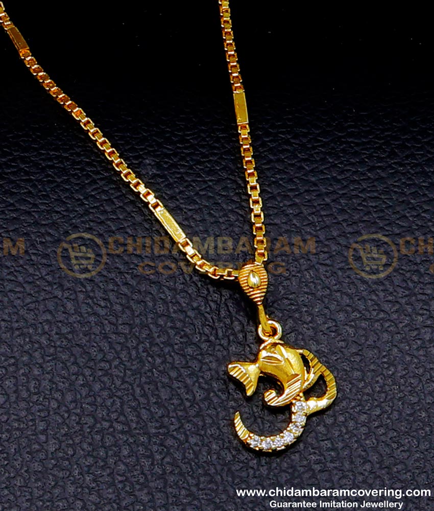 Ganesh Pendant, ganpati pendant, Gold Plated Chain with Guarantee, Women gold plated chain with pendant, 1 gram Gold Plated Chain, 1gm Gold Plated jewellery online, Short Chain with pendant designs, Gold plated jewellery with guarantee, Gold Dollar Chain Designs for Female, 1 Gram Gold covering Chai