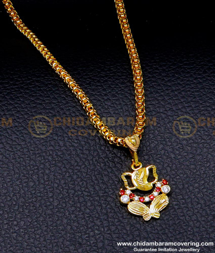 SCHN494 - Boys Short Chain with Ganesh Pendant Gold Design