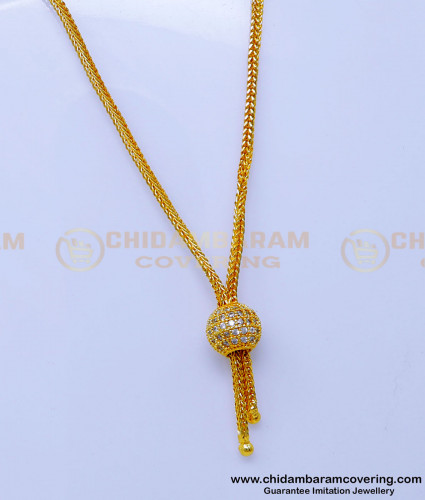 SCHN501 - Real Gold Design Ball Pendant Chain for College Girls