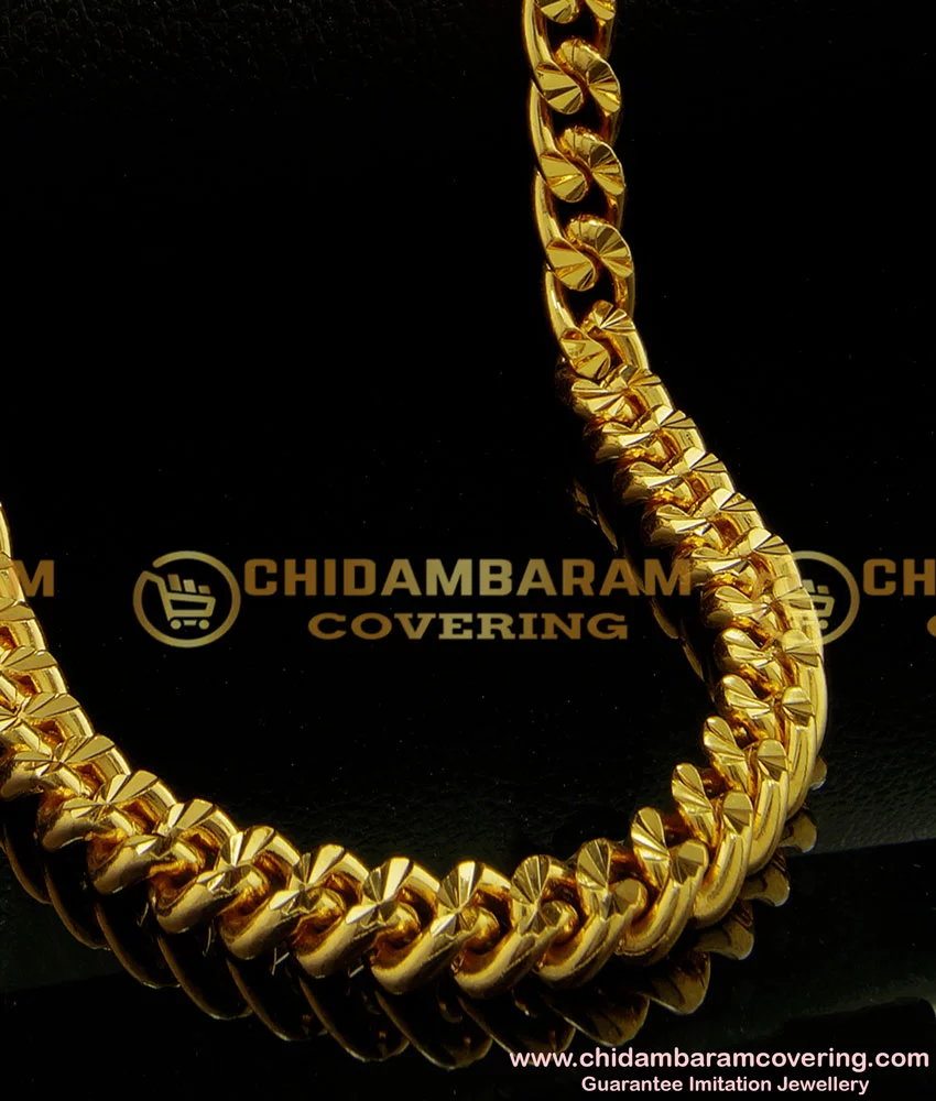 Buy Latest Daily Wear Link Chain Heavy Thick One Gram Gold Chain for Men