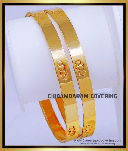 BNG858 - 2.8 Trendy Gold Model Plain Kappu Design Impon Bangles