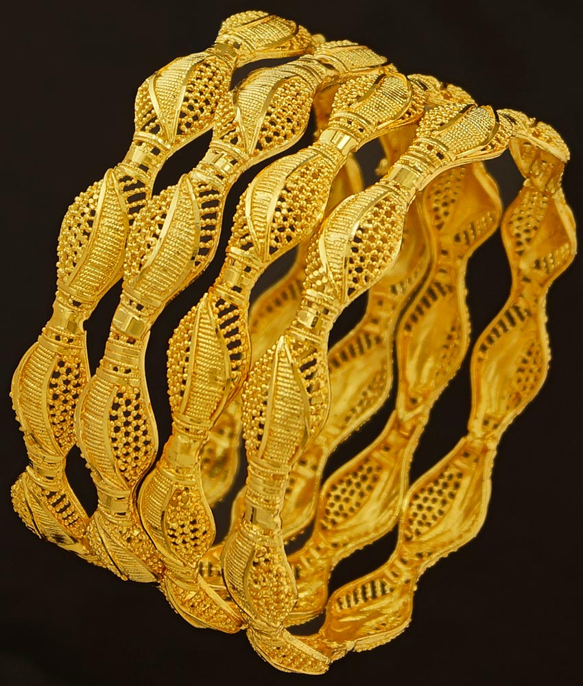 BNG190 - 2.6 Size 4 Pieces Light Weight Gold Bangles Designs Non Guarantee Bangle Low Price Buy Online