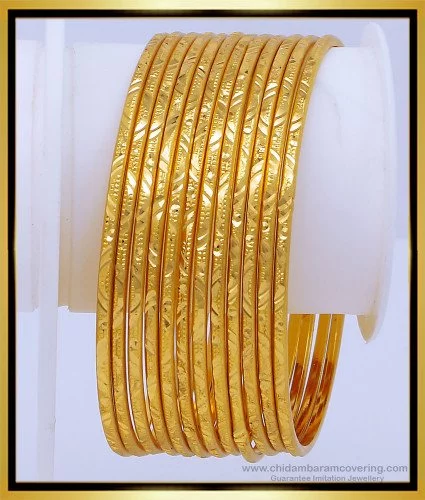 Golden Daily Wear Imitation Brass Bangles, Size: 2.2 - 2.10 Inch