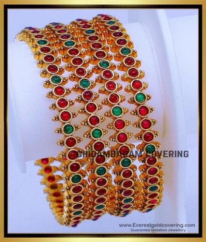 BNG843 -2.6 South Indian Bridal Wear Antique Bangles Set Online