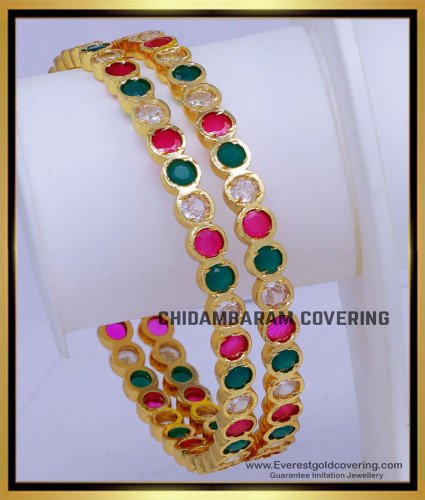 BNG869 - 2.8 Wedding Wear Multi Stone Impon Bangles Online Shopping