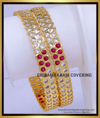 BNG872 - 2.6 Best Quality Bridal Wear Gold Look Impon Stone Bangles