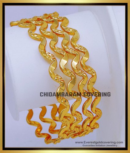 BNG874 - 2.10 Traditional Gold Model Zig-Zag Bangles for Daily Use