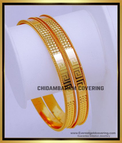 BNG878 - 2.8 Elegant Simple One Gram Gold Fancy Bangles Design