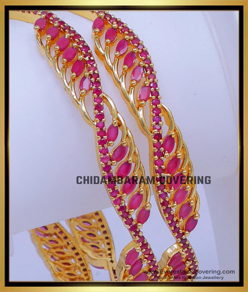 Gold Plated Ruby Stone Bangles