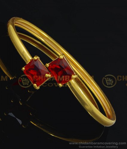 BCT240 - 2.6 Size One Gram Gold Red Color Big Stone Gold Kappu Bracelet for Women