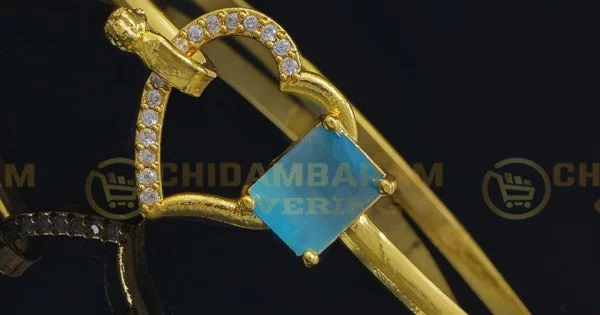 Buy 1 Gram Gold Plated Flower Design Ad Stone Kappu Bracelet for Women