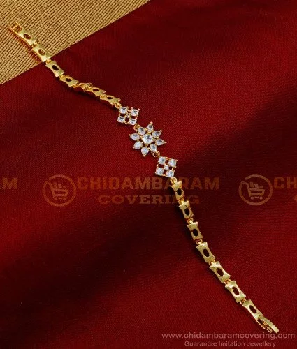 Artificial Stylish Gold-Plated Stone-Studded Link Bracelet – Aasan Kharidari