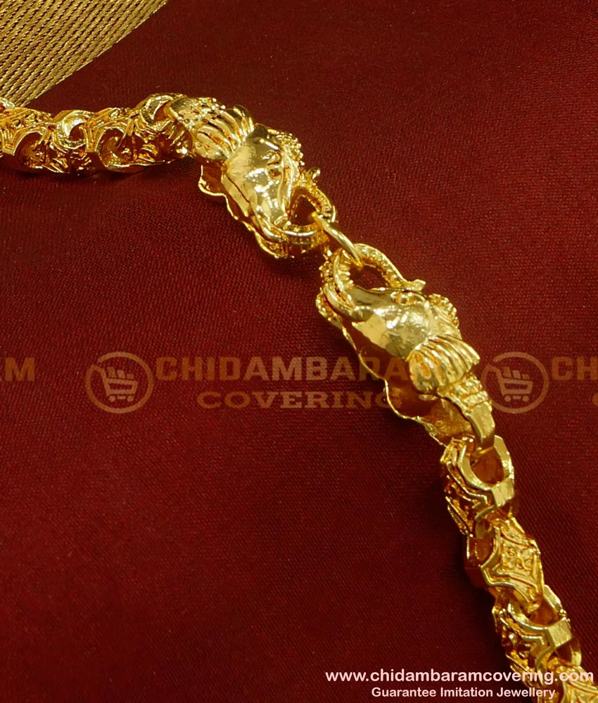 bct66 trendy gold plated elephant head design heavy men%E2%80%98s hand bracelet imitation jewelry 250 2