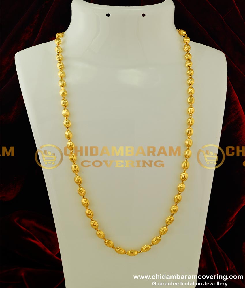 CHN073 - Latest One Gram Gold Kerala Mani Mala Designs Chain Gold Mohan Mala Design Buy Online