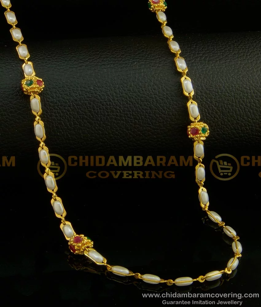 Buy Latest Collection One Gram Gold Pearl Chain (Pearl Mala