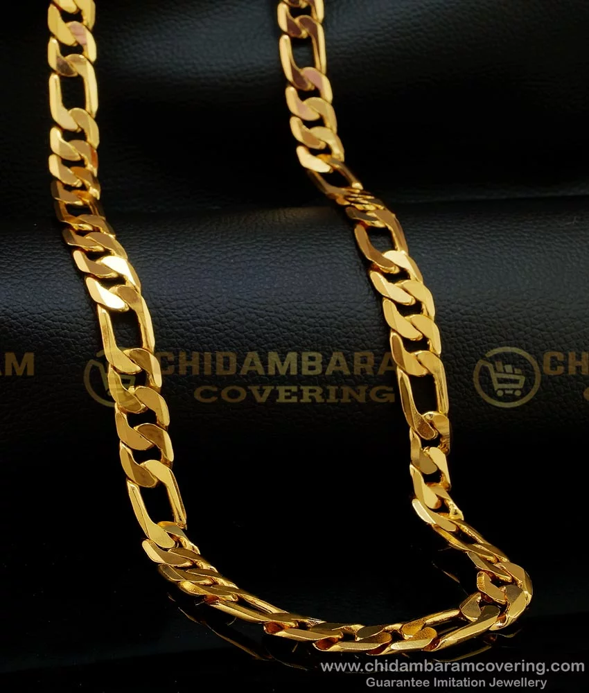 chn174 heavy thick sachin tendulkar chain pure gold plated daily wear long chain for men 2