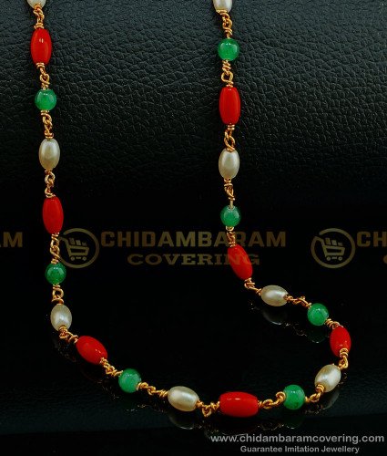 CHN192 - Traditional Multi Colorful Manimalai Gold Plated Beaded Jewellery for Women 