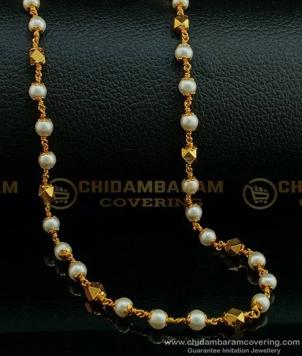 Pearl mala designs sale in gold