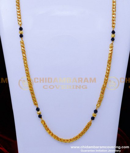 CHN317 - Gold Plated Black Crystal Yellow Gold Mangalsutra Design