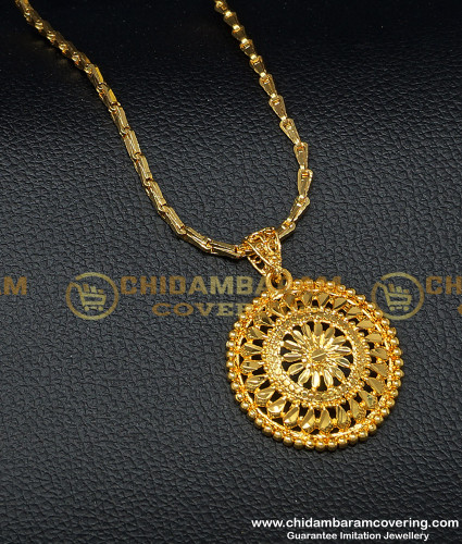 DCHN120 - Gold Covering Light Weight Daily Use Round Shape Dollar with Long Chain for Ladies