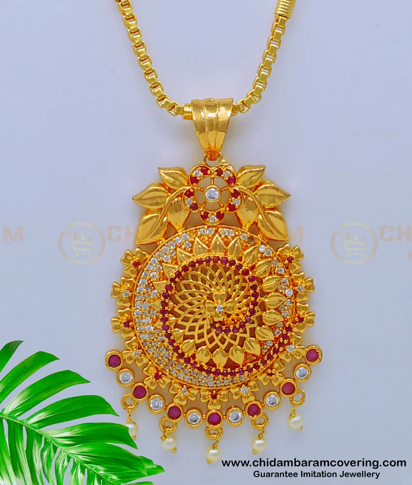 DCHN210 - Gold Plated Flower Design Latest Dollar Chain Models Buy Online