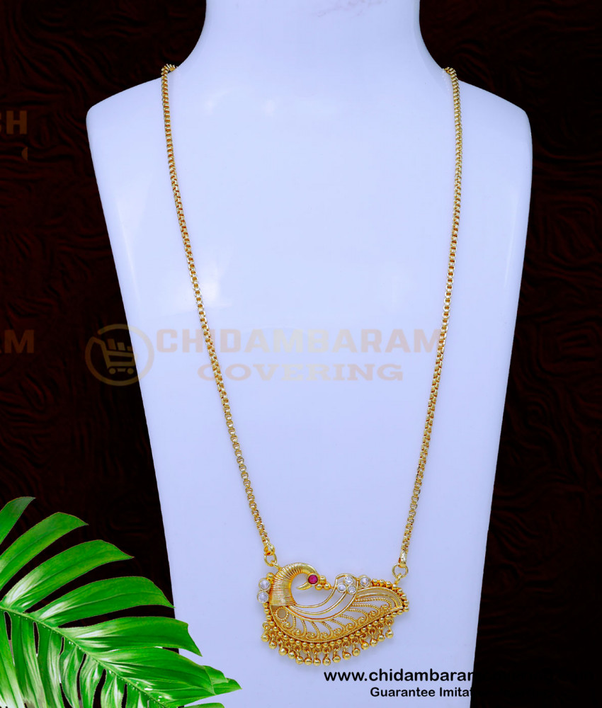 fancy gold locket design for ladies, Peacock design pendant gold, Pendant Chain for women, pendant chain gold design, gold pendant designs for female, gold covering dollar chain, 1 gram gold dollar designs, 1 gram gold locket design, gold plated jewellery, gold plated jewellery with guarantee, 1 gra