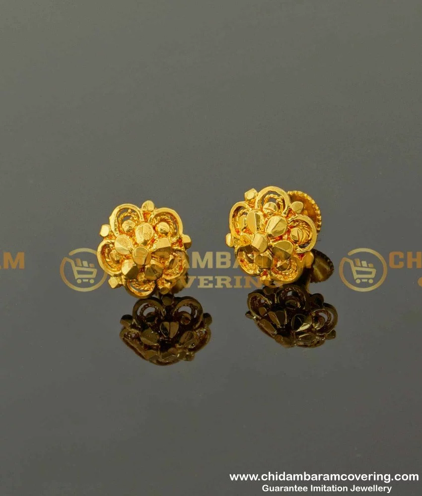 Dome Half Ball Stud Earrings in Gold