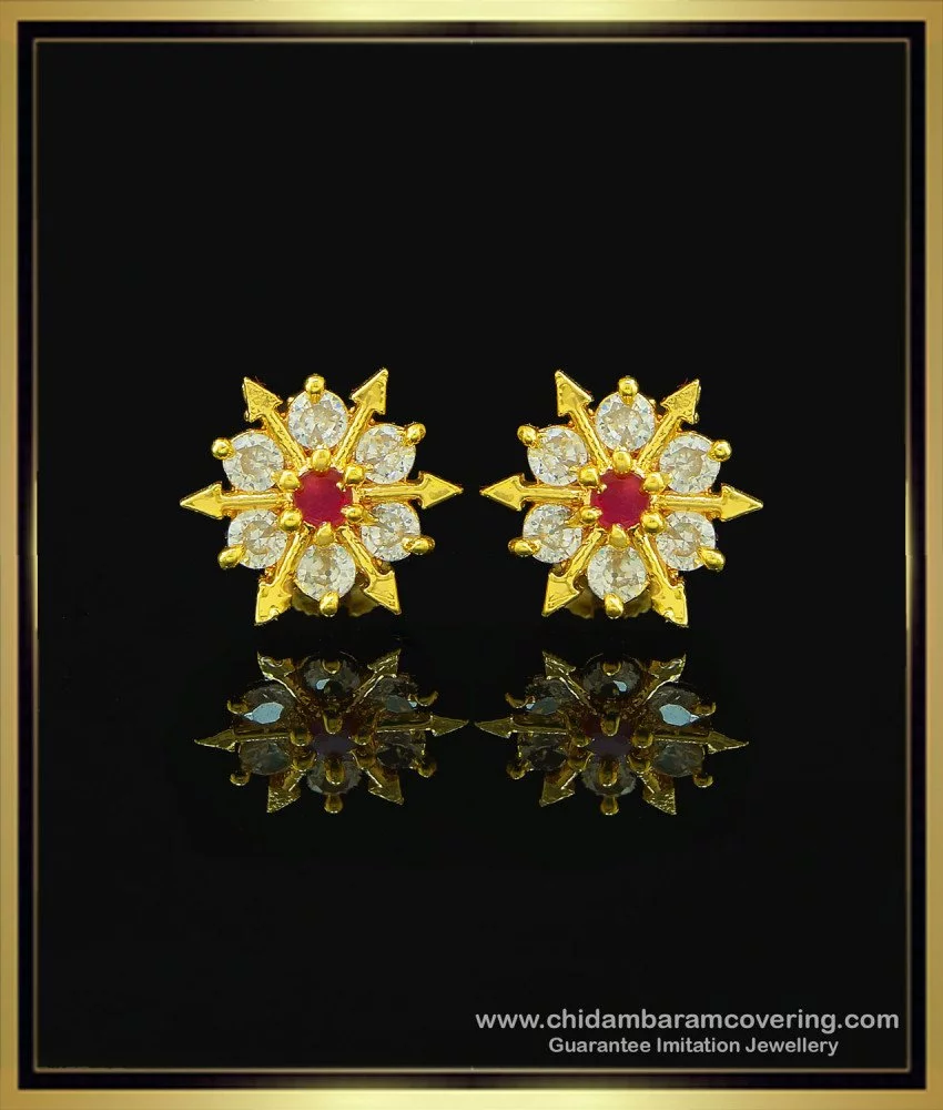 GURHAN Droplet Gold Single Drop Earrings, Wire Hook, Ruby and Diamond