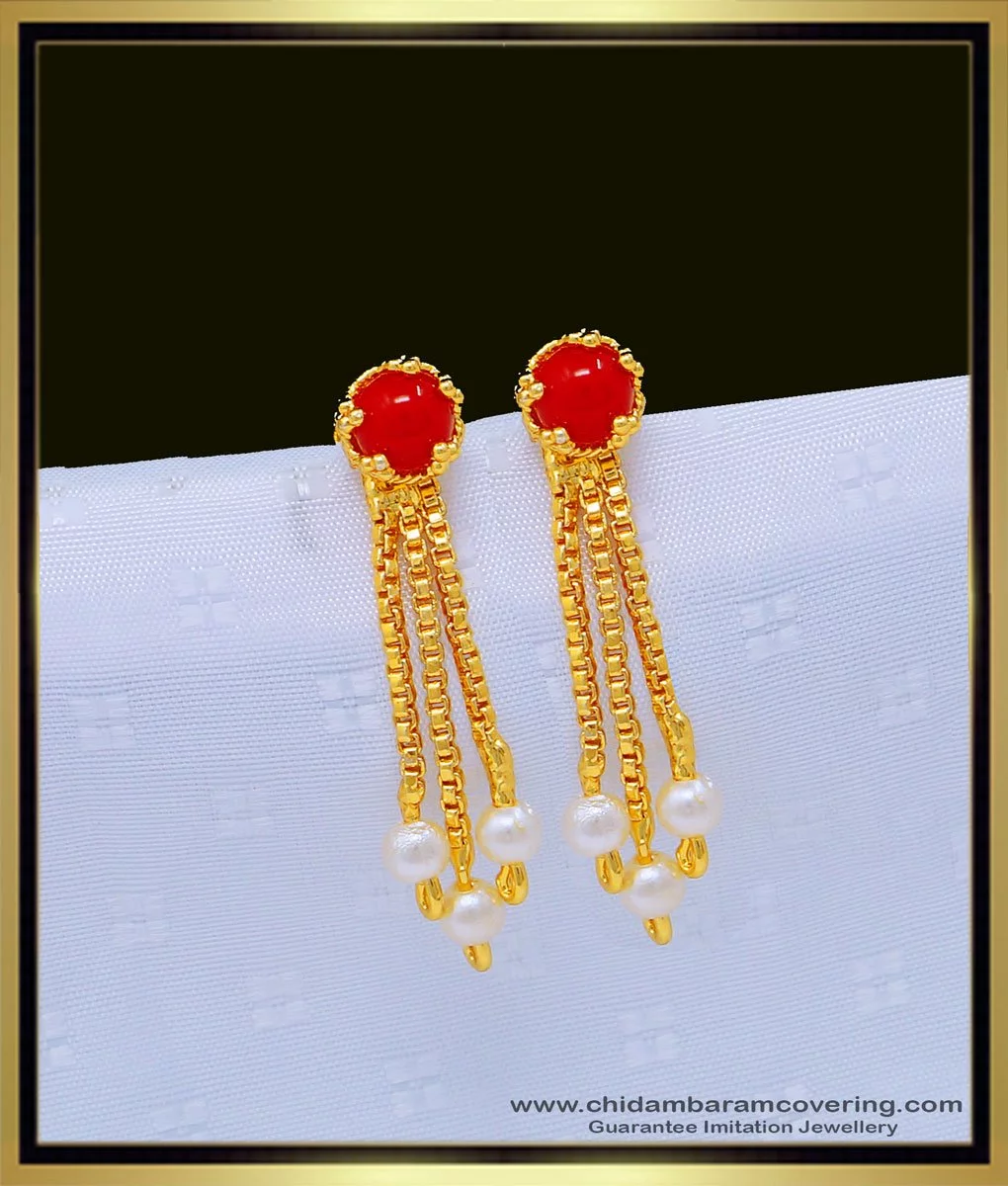 Raissa Orange Statement Stone & Pearls Earrings – Ilayashop