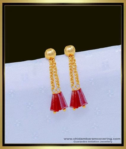 Ari Pave Heart Earrings | Gold & Red Crystal – Patch Co