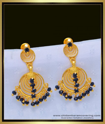 ERG1079 - Buy Latest One Gram Gold Earrings Black Crystal Beautiful Earrings Online