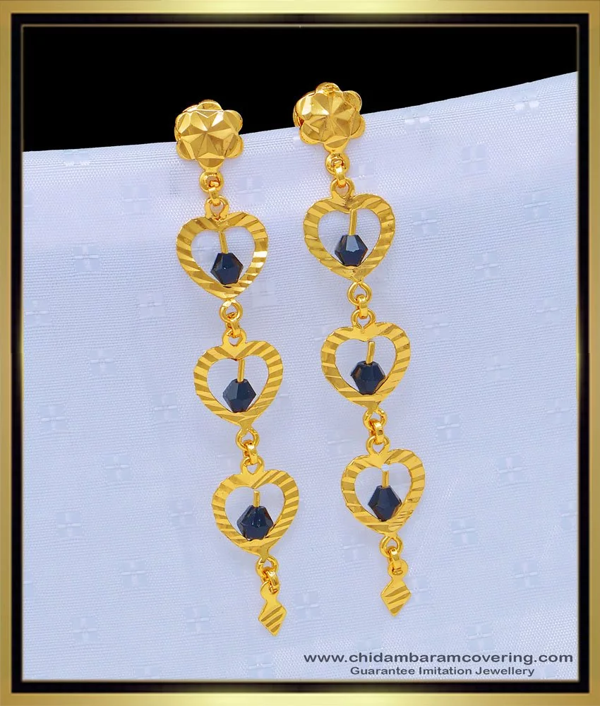 Buy Modern One Gram Gold Mango Design 2 Line Hanging Chain Long Earrings  Online