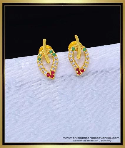 Buy Single Stone Gold Earrings Designs Small Studs for Baby Girl