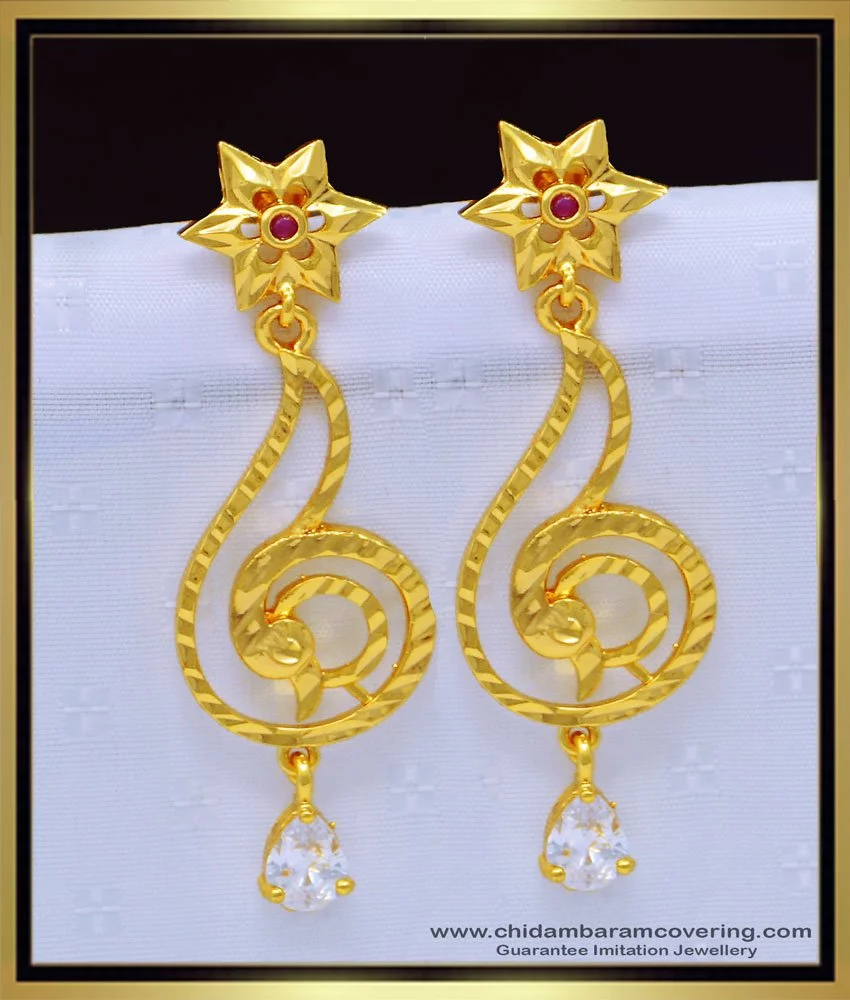 DREAMJWELL - Gold tone cz white-emerald designer earrings dj-34997 –  dreamjwell