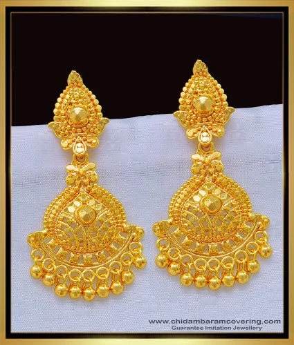 Buy Gold Inspired Traditional South Indian Stone Big Danglers Earring for  Wedding