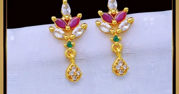 Buy Beautiful Office Wear Ad Stone Leaf Design Tops Earrings Buy Online