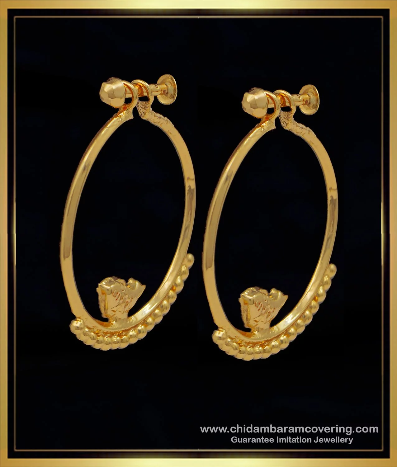 22K Gold Earrings For Women - 235-GER15736 in 2.600 Grams