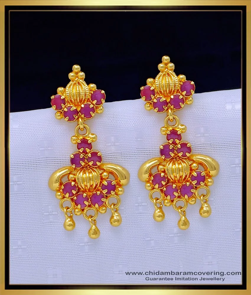 Buy Gorgeous Gold Plated Floral Stone Ear Studs Online|Kollam Supreme