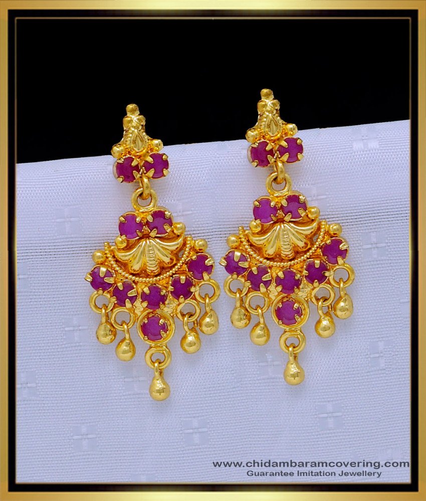  big danglers, plain danglers design,long chain earrings, stone earrings, covering thodu, kammal, thodu design, pink stone earrings