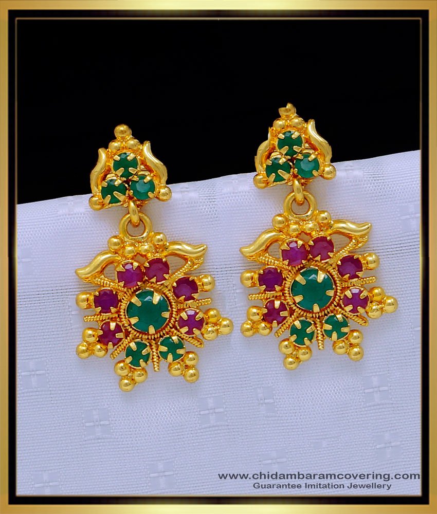  big danglers, plain danglers design,long chain earrings, stone earrings, covering thodu, kammal, thodu design, pink stone earrings