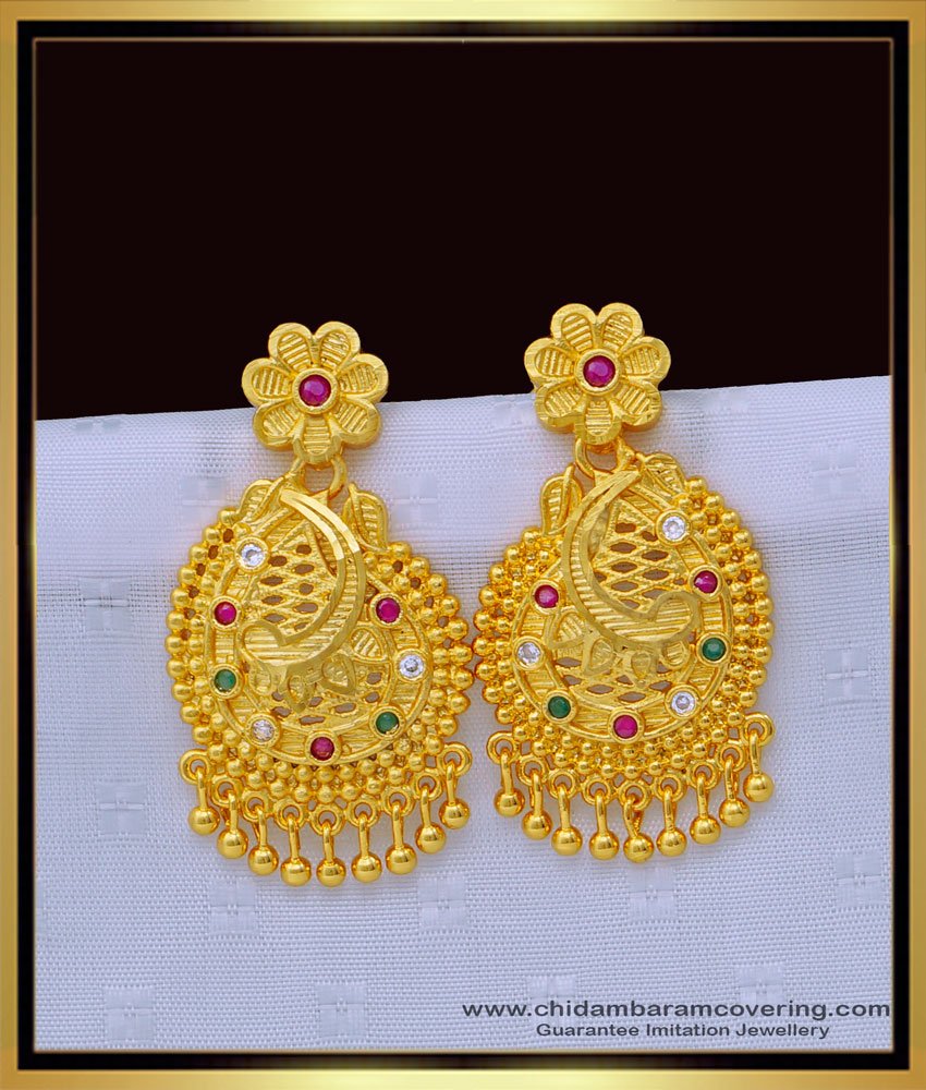 fancy earrings, gold plated earring, forming gold earring, earrings, thongal thodu, long earring,