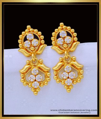 Buy Beautiful First Quality Forming Gold Ad Stone Gold Earrings Design for  Ladies