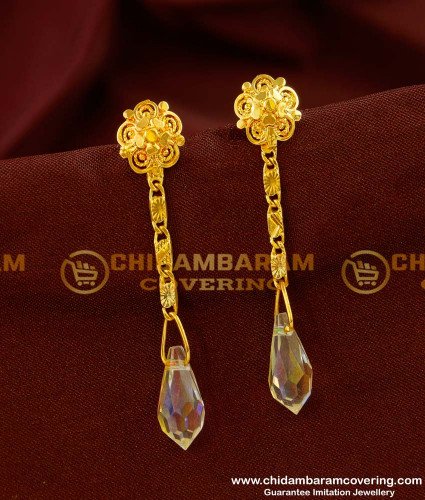 ERG137 - Latest Light Weight Crystal Hanging Earrings Design Online Shopping