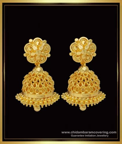 235-GJH2449 - 22K Gold Jhumkas (Buttalu) - Gold Dangle Earrings With Ruby |  Gold earrings dangle, 22k gold earrings, Dangle earrings