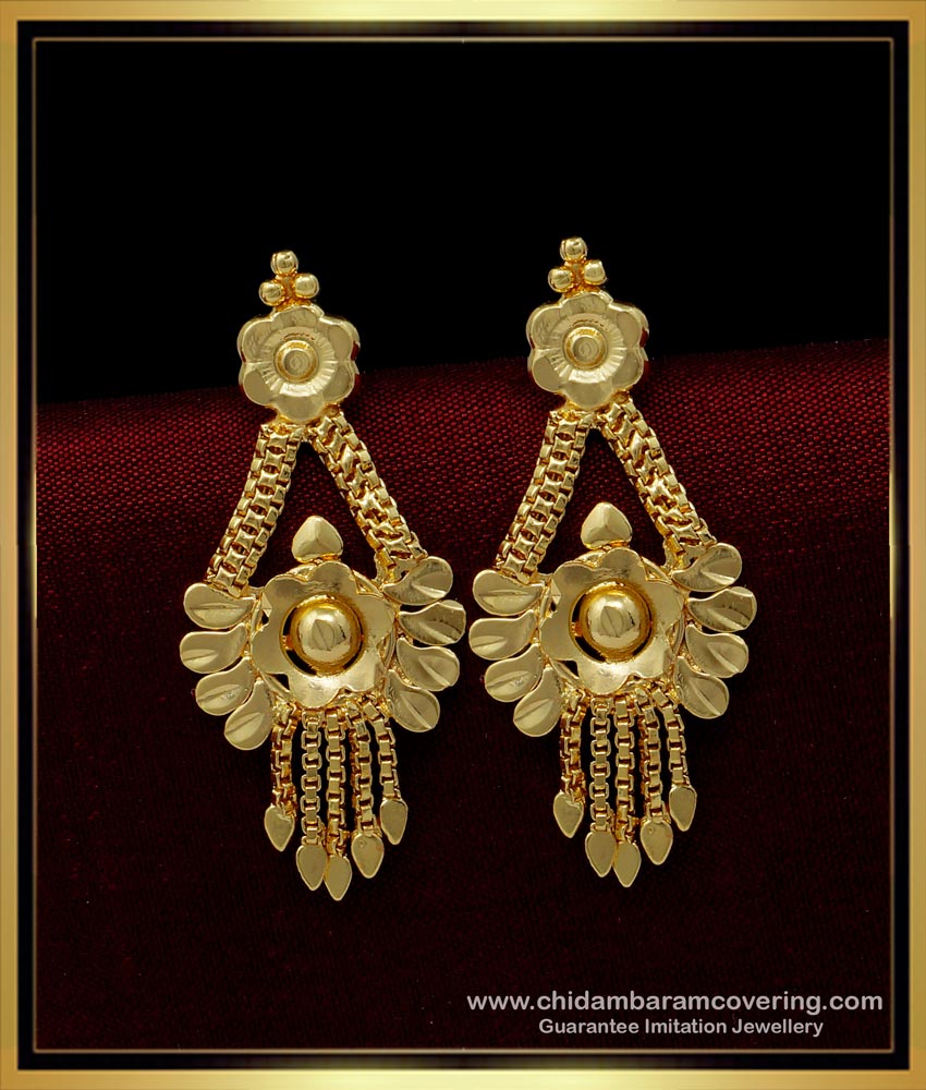 gold plated earrings, earrings gold, earrings for gold, earrings design, earrings set, fashion earrings,ERG1416 - Traditional Gold Earrings Design Simple Daily Use Earrings for Women, latkan earrings, latkan earrings online