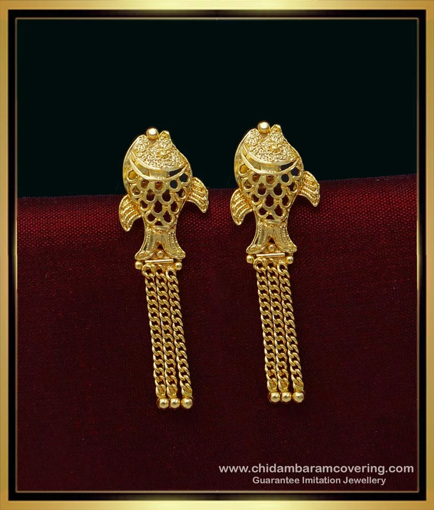 New Beautiful Designer Lakshmi Gold Earrings Designs 1 gram Gold Peacock...  | Simple earring designs, Gold earrings designs, Latest earrings design
