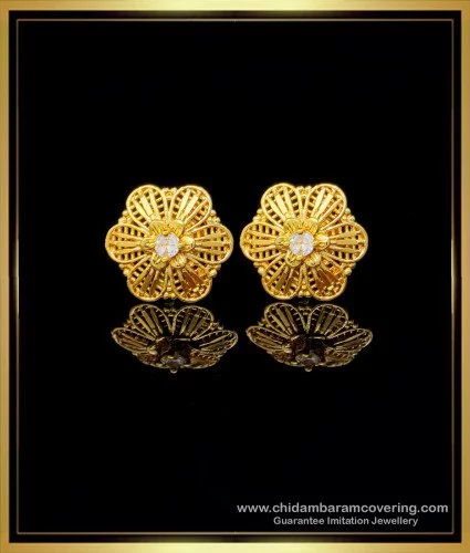 ES4279 Daily Wear AD White Screwback Earrings Gold Finish Jewellery Buy  Online | JewelSmart.in